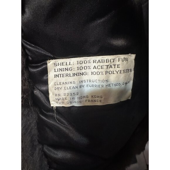 Vintage Split End Limited Ladies Black Rabbit Fur Jacket Coat Made In Hong Kong - Picture 6 of 7